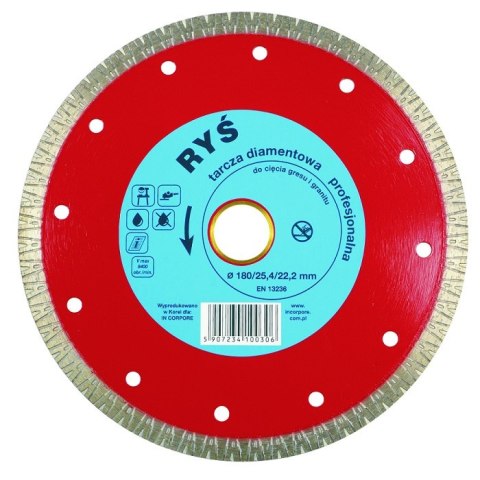 TARCZA DIAMENTOWA TURBO RYŚ 180MM IN CORPORE