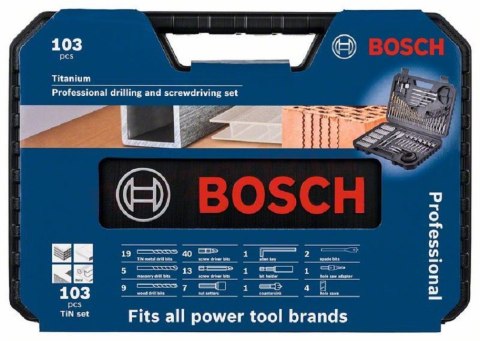 ZESTAW WIERTEŁ I BITÓW TITANIUM TIN SET 103 SZT. BOSCH