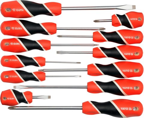 ZESTAW WKRĘTAKÓW PŁASKICH I KRZYŻOWYCH 12 SZTUK YATO
