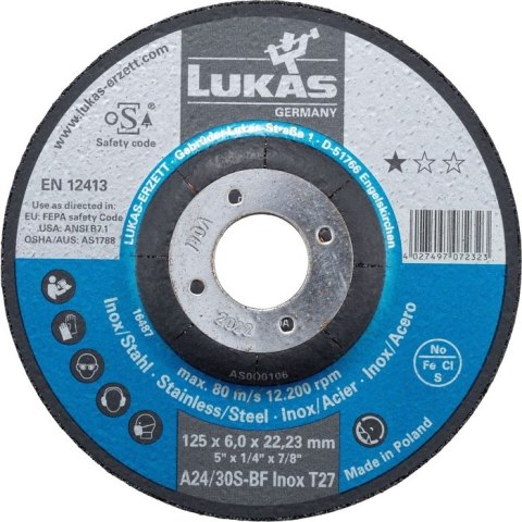 TARCZA WYPUKŁA T27 230*6.4*22 A24/30S-BF INOX PREMIUMFLEX ROTTLUFF