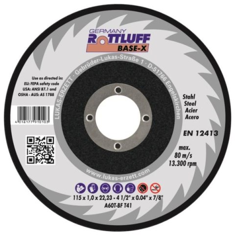 TARCZA PŁASKA T1A 125*1.0*22 A60T-BF PRO-X ROTTLUFF
