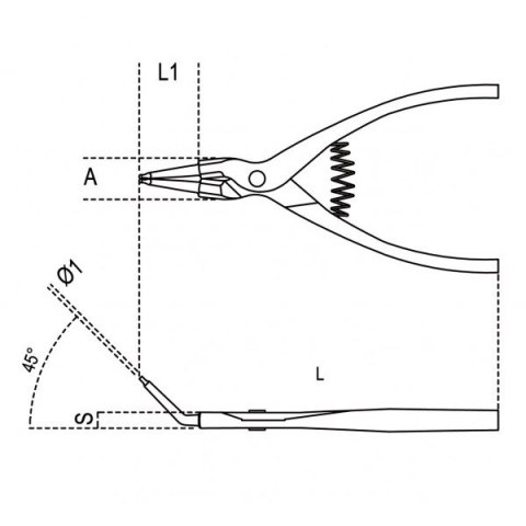 SZCZYPCE DO PIERŚCIENI ZEWNĘTRZNE ODGIĘTE 140MM BETA