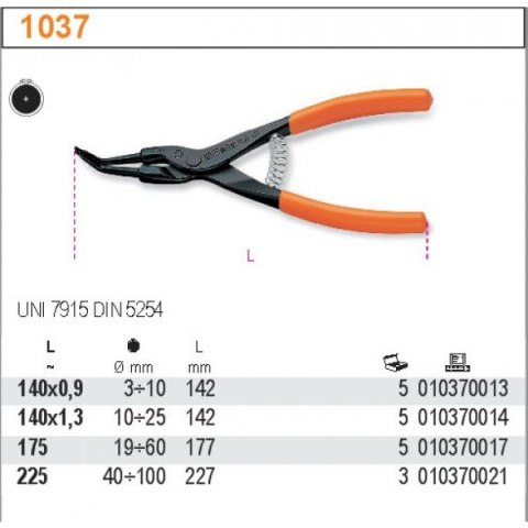 SZCZYPCE DO PIERŚCIENI ZEWNĘTRZNE ODGIĘTE 140MM BETA
