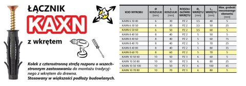 KOŁEK ROZPOROWY Z NACIĘCIEM KRZYŻOWYM 8/5*70MM UN