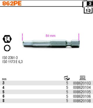 KOŃCÓWKA WKRĘTAKA TRZPIENIOWA SZEŚCIOKĄTNA DŁUGA 8MM BETA