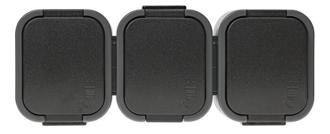 B2 GNIAZDO POTRÓJNE N/T Z/U IP54 SZARO/CZARNE ABEX