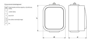 B2 ŁĄCZNIK ZWIERNY ŚWIATŁO, DZWONEK N/T IP54 SZARY/CZARNY ABEX